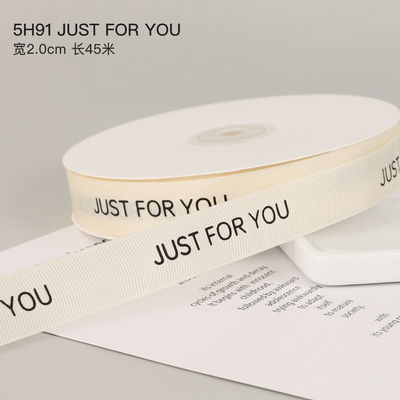 Witte Grosgrain Ribbon 20mm Printed Cotton Ribbon OEM Eco Friendly