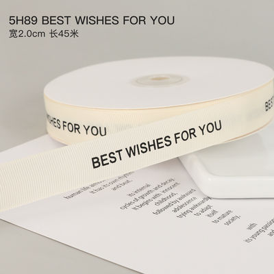 Witte Grosgrain Ribbon 20mm Printed Cotton Ribbon OEM Eco Friendly