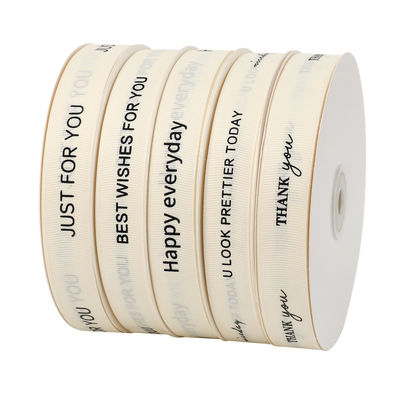 Witte Grosgrain Ribbon 20mm Printed Cotton Ribbon OEM Eco Friendly