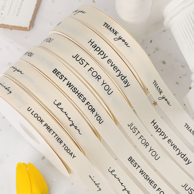 Witte Grosgrain Ribbon 20mm Printed Cotton Ribbon OEM Eco Friendly