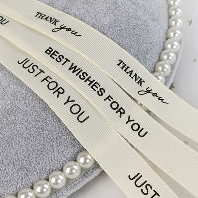 Witte Grosgrain Ribbon 20mm Printed Cotton Ribbon OEM Eco Friendly