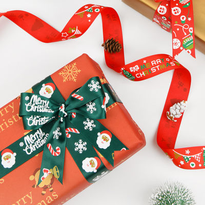 2 cm 2,5 cm Kerst Print Ribbons ISO14001 Gepersonaliseerd Kerst Ribbon