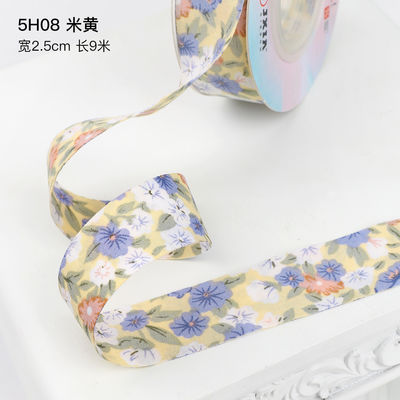 Flower Blossom Printed Cotton Ribbon 25mm Gepersonaliseerd Gift Ribbon