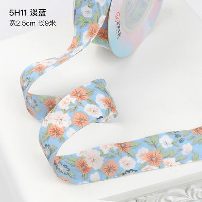 Flower Blossom Printed Cotton Ribbon 25mm Gepersonaliseerd Gift Ribbon