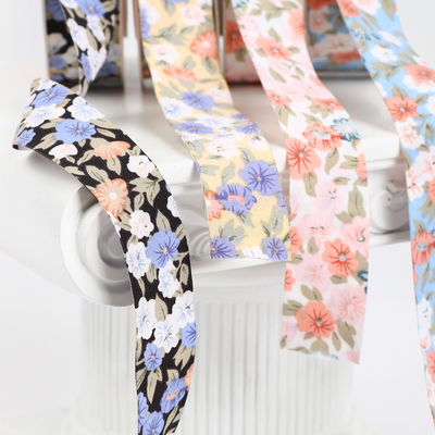 Flower Blossom Printed Cotton Ribbon 25mm Gepersonaliseerd Gift Ribbon