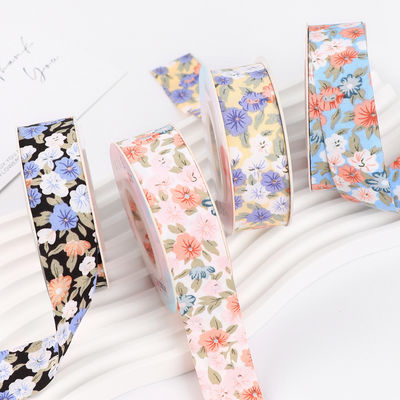Flower Blossom Printed Cotton Ribbon 25mm Gepersonaliseerd Gift Ribbon