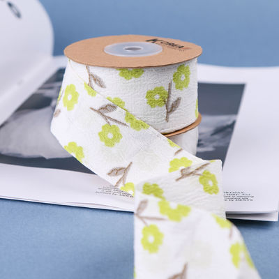 OEM Blossom Flower Art Printed Ribbon 40mm Custom Ribbon Met Logo