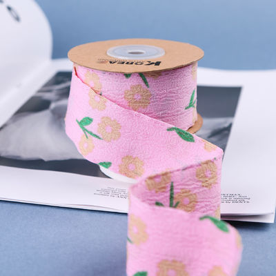 OEM Blossom Flower Art Printed Ribbon 40mm Custom Ribbon Met Logo