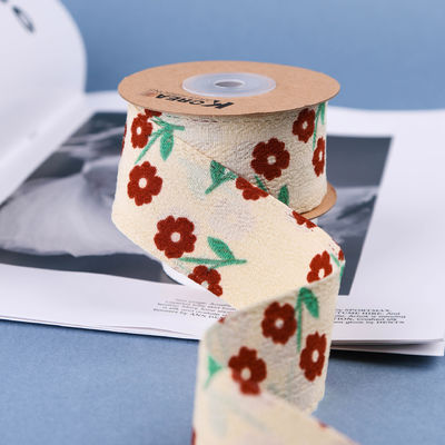 OEM Blossom Flower Art Printed Ribbon 40mm Custom Ribbon Met Logo