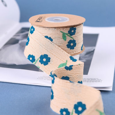 OEM Blossom Flower Art Printed Ribbon 40mm Custom Ribbon Met Logo