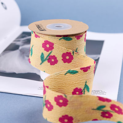 OEM Blossom Flower Art Printed Ribbon 40mm Custom Ribbon Met Logo