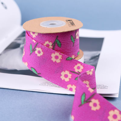 OEM Blossom Flower Art Printed Ribbon 40mm Custom Ribbon Met Logo