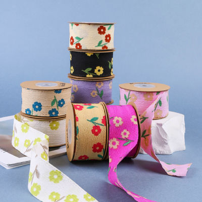 OEM Blossom Flower Art Printed Ribbon 40mm Custom Ribbon Met Logo