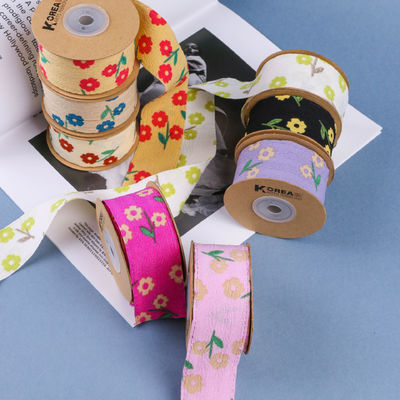 OEM Blossom Flower Art Printed Ribbon 40mm Custom Ribbon Met Logo