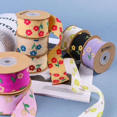 OEM Blossom Flower Art Printed Ribbon 40mm Custom Ribbon Met Logo