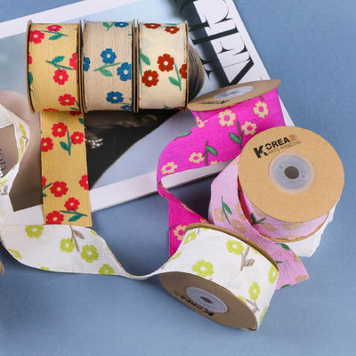 OEM Blossom Flower Art Printed Ribbon 40mm Custom Ribbon Met Logo