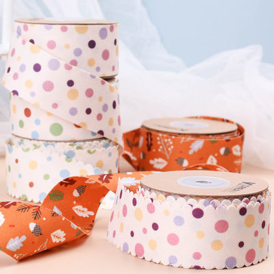 Ronde punt gedrukt polyester lint 25mm-38mm katoenen kerst lint