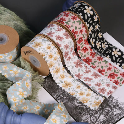 Bloemen gepersonaliseerde grofkorrel lint weef rand lint voor cadeau verpakking