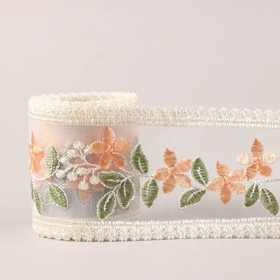 Geborduurd organza lint met draad 85 mm enkelzijdig organza lint