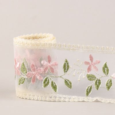 Geborduurd organza lint met draad 85 mm enkelzijdig organza lint