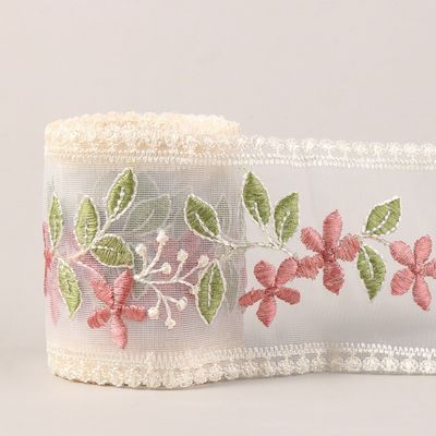 Geborduurd organza lint met draad 85 mm enkelzijdig organza lint