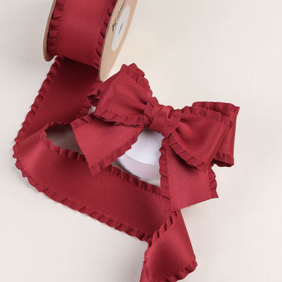 Wrinkle Edge Polyester Satin Ribbon 25mm-38mm Double Faced Satin Ribbon