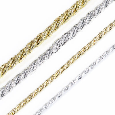Goud zilver gevlochten polyester touw 5 mm gedraaid 3 strengen touw