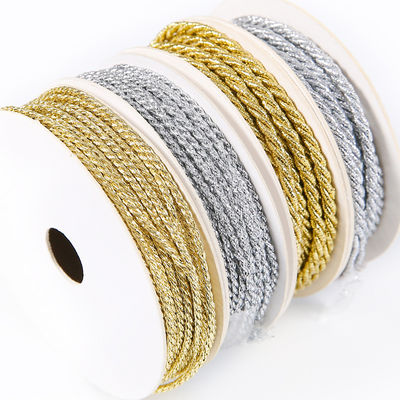 Goud zilver gevlochten polyester touw 5 mm gedraaid 3 strengen touw