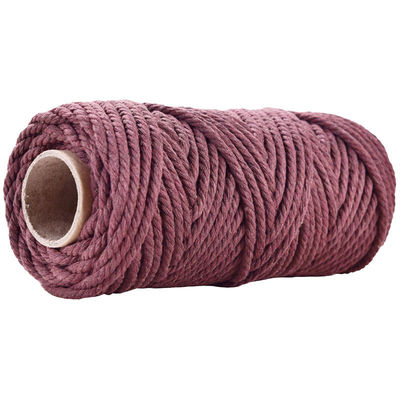50m stoffig roze macrame koord 5mm ISO9001 Roze katoen touw 3 strengen