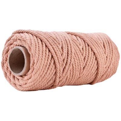 50m stoffig roze macrame koord 5mm ISO9001 Roze katoen touw 3 strengen