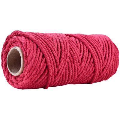 50m stoffig roze macrame koord 5mm ISO9001 Roze katoen touw 3 strengen
