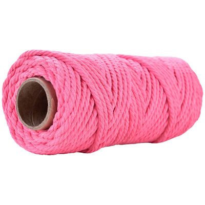 50m stoffig roze macrame koord 5mm ISO9001 Roze katoen touw 3 strengen