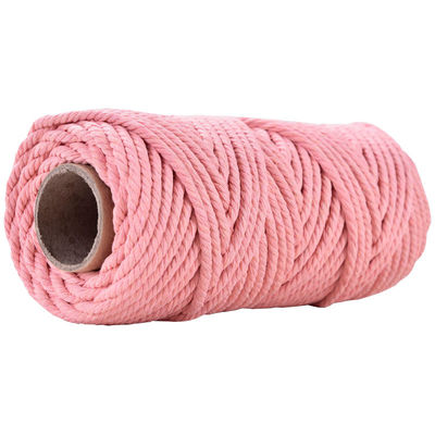 50m stoffig roze macrame koord 5mm ISO9001 Roze katoen touw 3 strengen