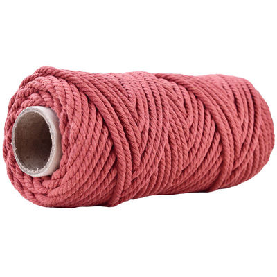50m stoffig roze macrame koord 5mm ISO9001 Roze katoen touw 3 strengen