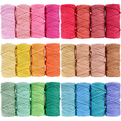50m stoffig roze macrame koord 5mm ISO9001 Roze katoen touw 3 strengen