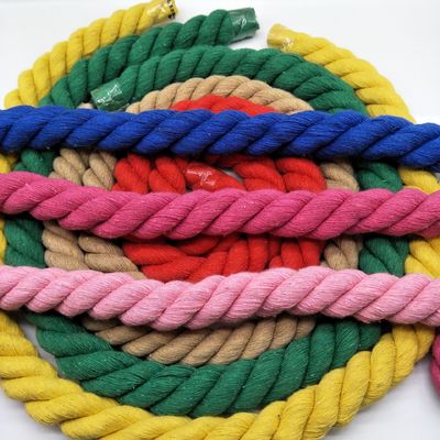 Roze 20 mm gedraaid katoen touw ISO14001 3 Strand Macrame Cord