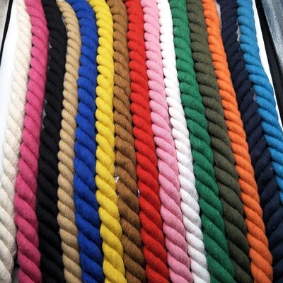 Roze 20 mm gedraaid katoen touw ISO14001 3 Strand Macrame Cord