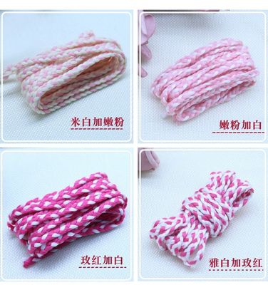 Kledingstuk 3 strengen Macrame Cord Oranje Wit 5 mm 3 strengen Katoenen touw