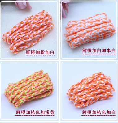 Kledingstuk 3 strengen Macrame Cord Oranje Wit 5 mm 3 strengen Katoenen touw