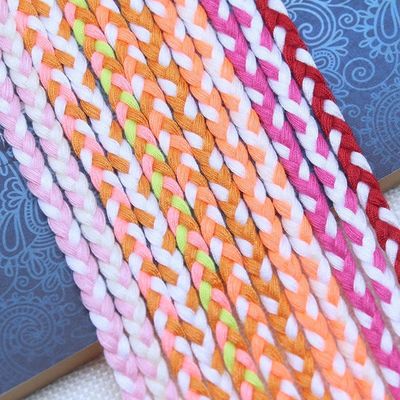 Kledingstuk 3 strengen Macrame Cord Oranje Wit 5 mm 3 strengen Katoenen touw
