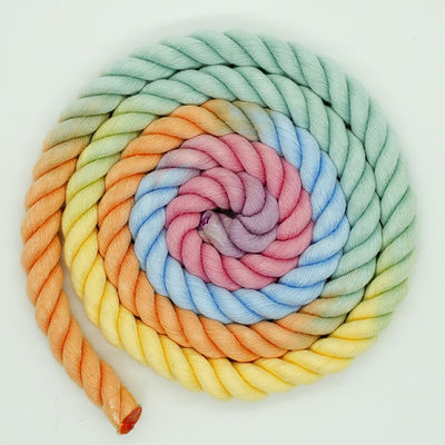 13mm Drie-streng katoenen touw Twisted Mixed Color Dog Leash Klimtouw