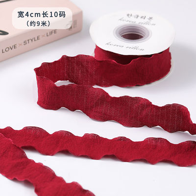 40mm Valentijnsband Kleur Jute Linnen Wrinkle Edge Jute Gattice Ribbon