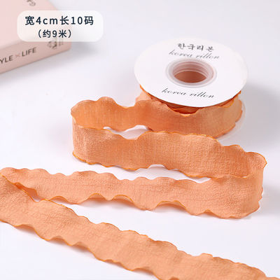 40mm Valentijnsband Kleur Jute Linnen Wrinkle Edge Jute Gattice Ribbon