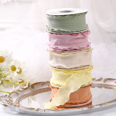 40mm Valentijnsband Kleur Jute Linnen Wrinkle Edge Jute Gattice Ribbon