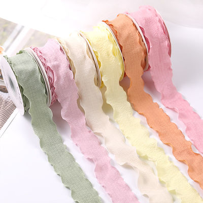 40mm Valentijnsband Kleur Jute Linnen Wrinkle Edge Jute Gattice Ribbon