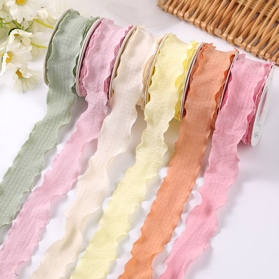 40mm Valentijnsband Kleur Jute Linnen Wrinkle Edge Jute Gattice Ribbon