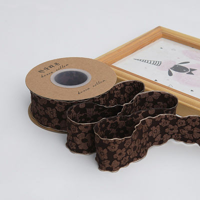 Gedrukt bloemenriet 25 mm polyester champagne lint lint