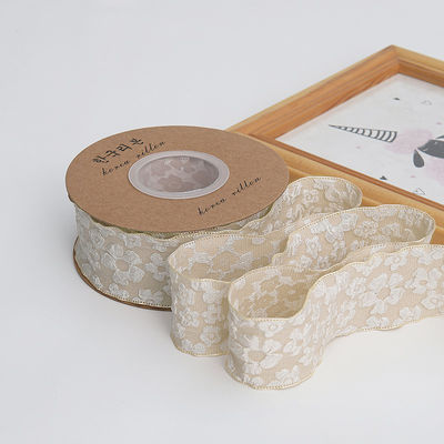 Gedrukt bloemenriet 25 mm polyester champagne lint lint