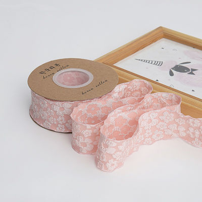 Gedrukt bloemenriet 25 mm polyester champagne lint lint