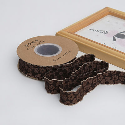 Gedrukt bloemenriet 25 mm polyester champagne lint lint